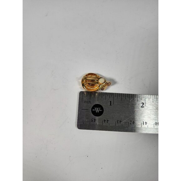 Vintage Swarovski Gold-Tone Snake Clip-On Earrings With Ruby Red Crystal Accent - Picture 7 of 7